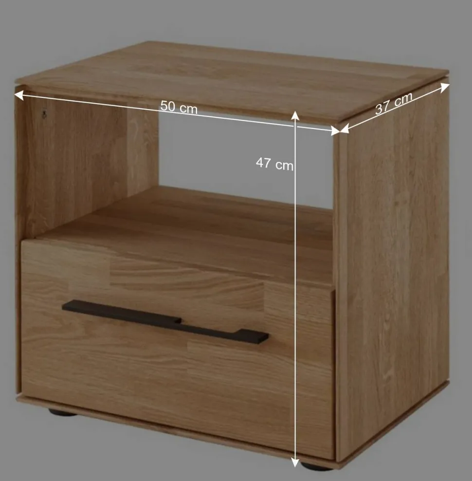 Wildeiche-Nachtkommode mit Fach - Kassanda