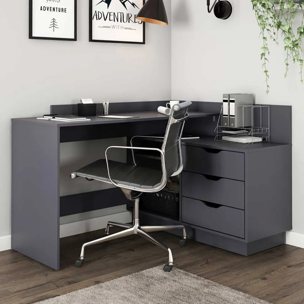 Winkelschreibtisch in Anthrazit - Korfu