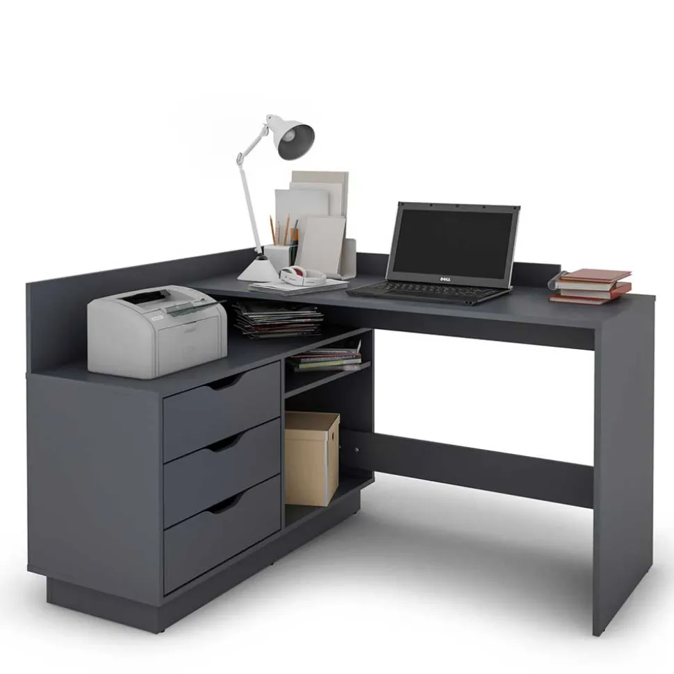 Winkelschreibtisch in Anthrazit - Korfu