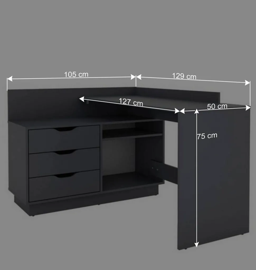 Winkelschreibtisch in Anthrazit - Korfu