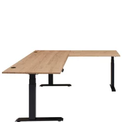 Winkel-Schreibtisch in Esche und Schwarz - Emly