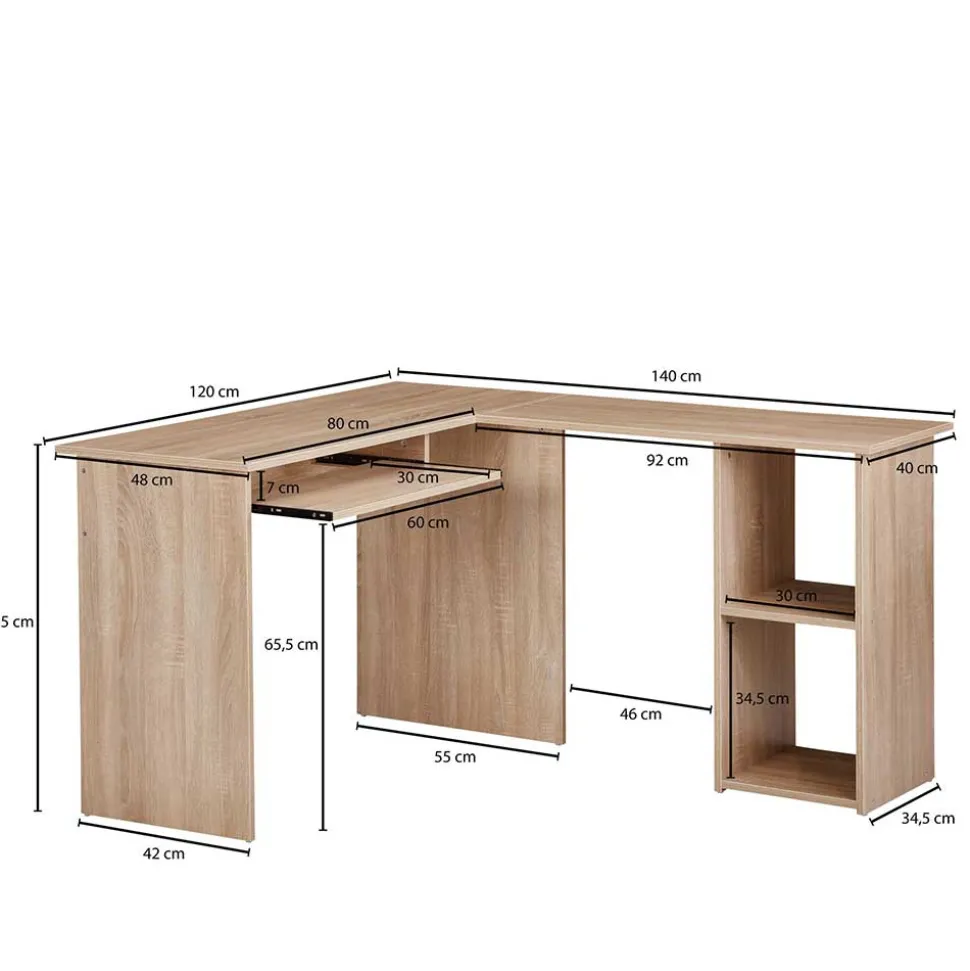 Winkelschreibtisch in Sonoma-Eiche - Mavricara