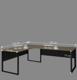 Winkel-Schreibtisch 223x77x170 cm - Kuetra
