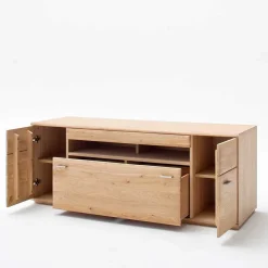 Wohnkombination in Eiche Bianco teilmassiv Pontros optional mit LED (vierteilig)