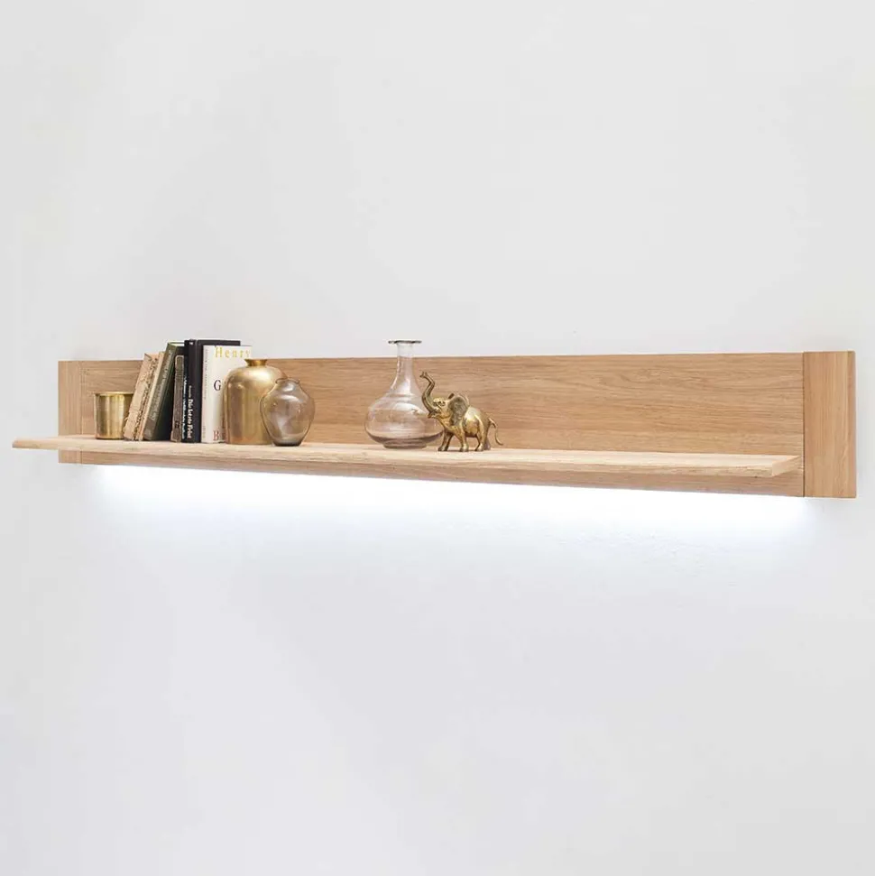 Wohnkombination in Eiche Bianco teilmassiv Pontros optional mit LED (vierteilig)