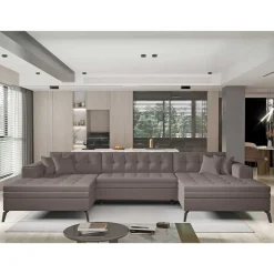 Wohnlandschaft in Taupe mit Bettfunktion - Anzarote