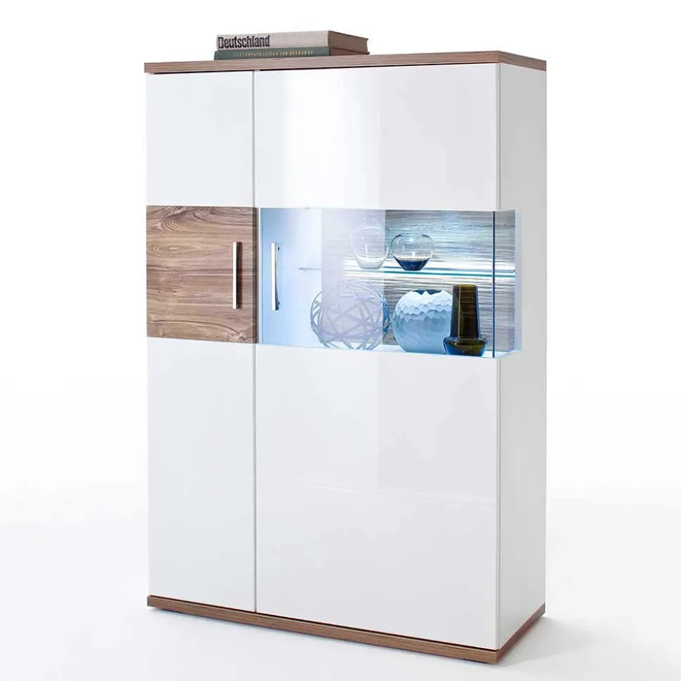 Wohnmöbel Set in Weiß Hochglanz - Icadro (vierteilig)