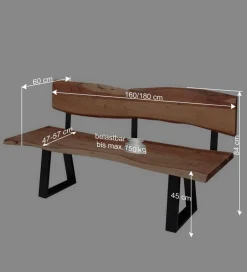 Wohnraum Baumkanten Bank mit Rückenlehne - Lussina