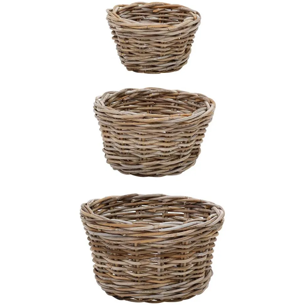 Wohnraum Körbe aus Rattan Graubraun - Vodenas (dreiteilig)