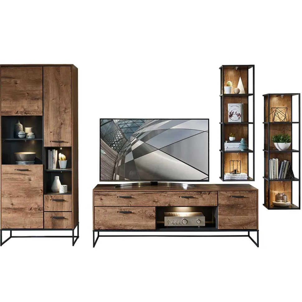 Wohnwand Designmöbel Set - Xindus (vierteilig)