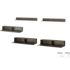 Wohnwand Hängeschränke und Wandboards im Set - Mundo (fünfteilig)