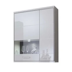 Wohnwand Hängevitrine Tacroma in Weiß Hochglanz