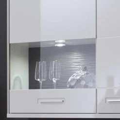 Wohnwand Hängevitrine Tacroma in Weiß Hochglanz