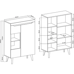 Wohnwand im Skandi Look Set - Olcian (dreiteilig)