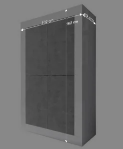 Wohnwand in Beton Optik & Weiß HG - Narandu (dreiteilig)