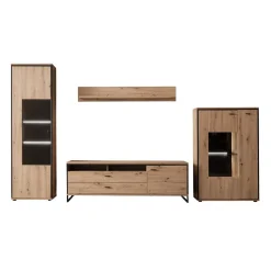 Wohnwand in Eicheoptik - Nikdus (vierteilig)