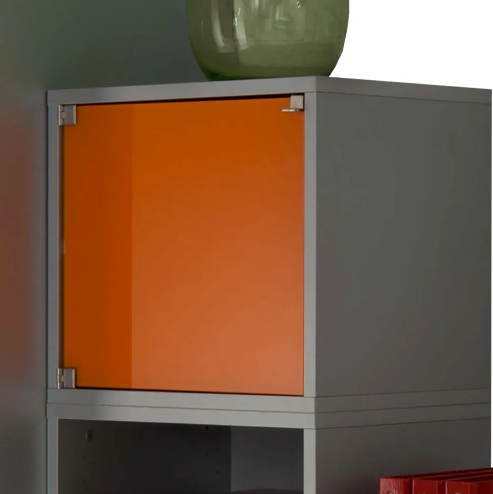 Wohnwand in Silber & Grün & Orange - Lecodas (dreiteilig)