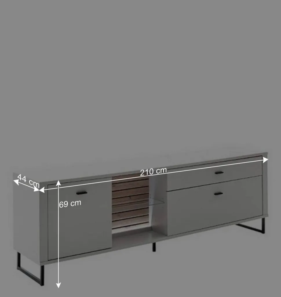 Wohnwand in Weiß mit Wildeiche - Varzino (dreiteilig)