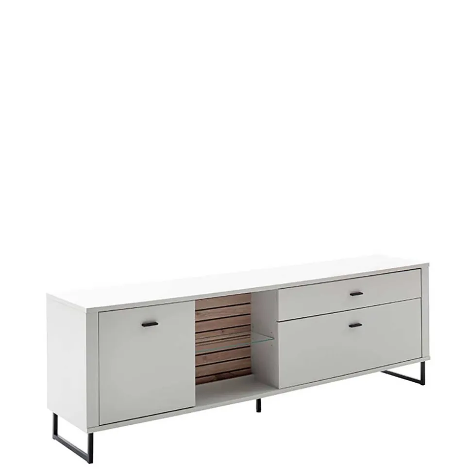 Wohnwand in Weiß mit Wildeiche - Varzino (dreiteilig)