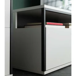 Wohnwand in Weiß und Schwarzgrau - Loazin (dreiteilig)