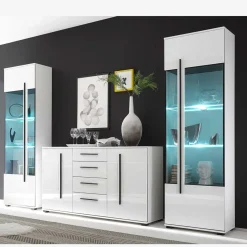 Wohnwand Jetongos in Hochglanz Weiß (dreiteilig)