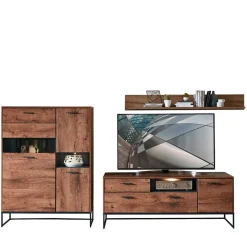 Wohnwand Möbel im Industrial Style - Xindus (dreiteilig)