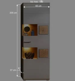 Wohnwand Möbel in Grau & Eiche - Fraguca (vierteilig)