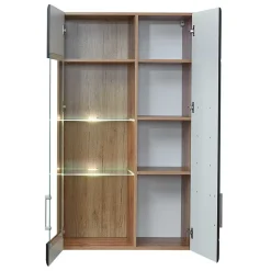 Wohnwand Möbel in Schwarz & Wildeiche - Kandu (fünfteilig)