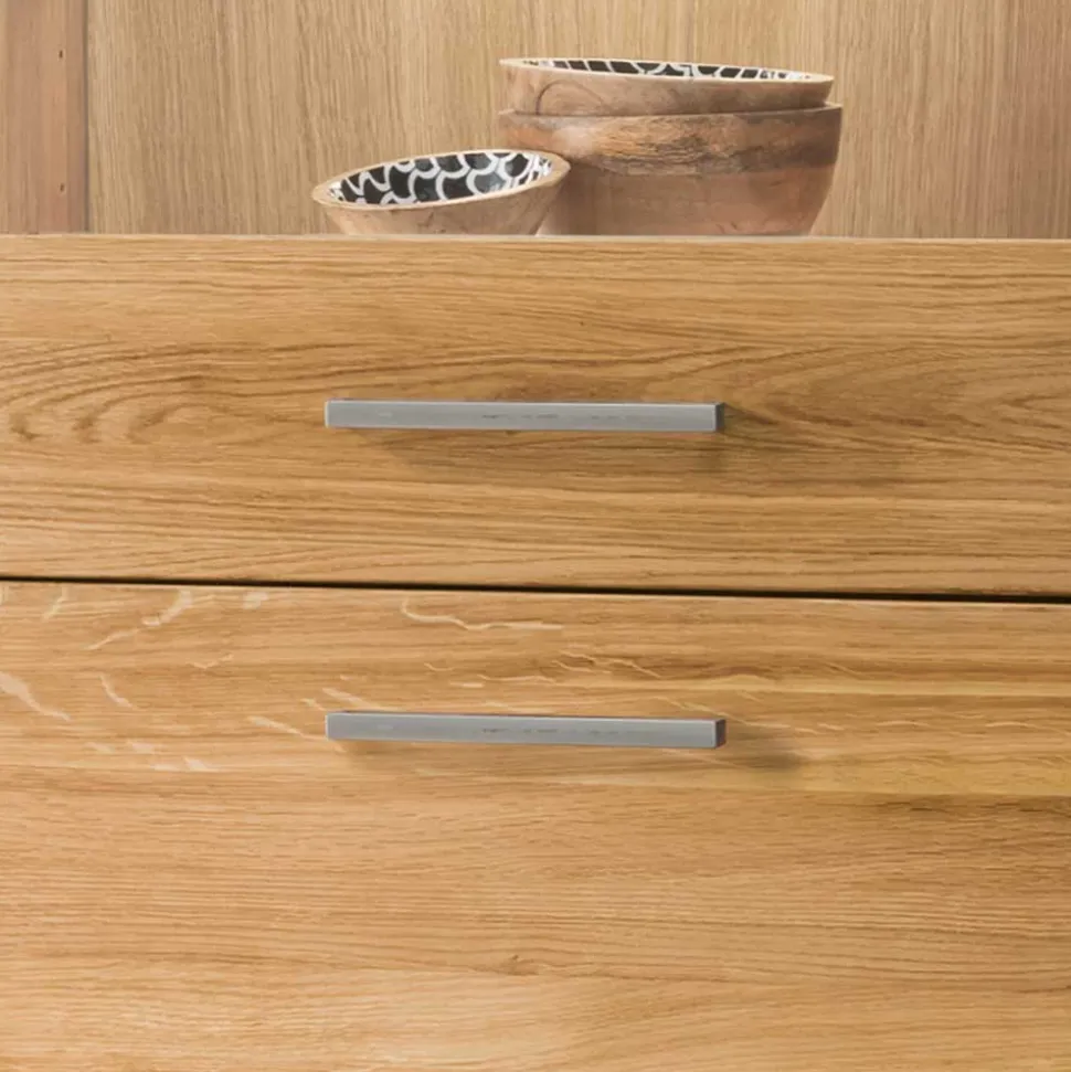 Wohnwand Möbel Set aus Wildeiche - Loitons (vierteilig)