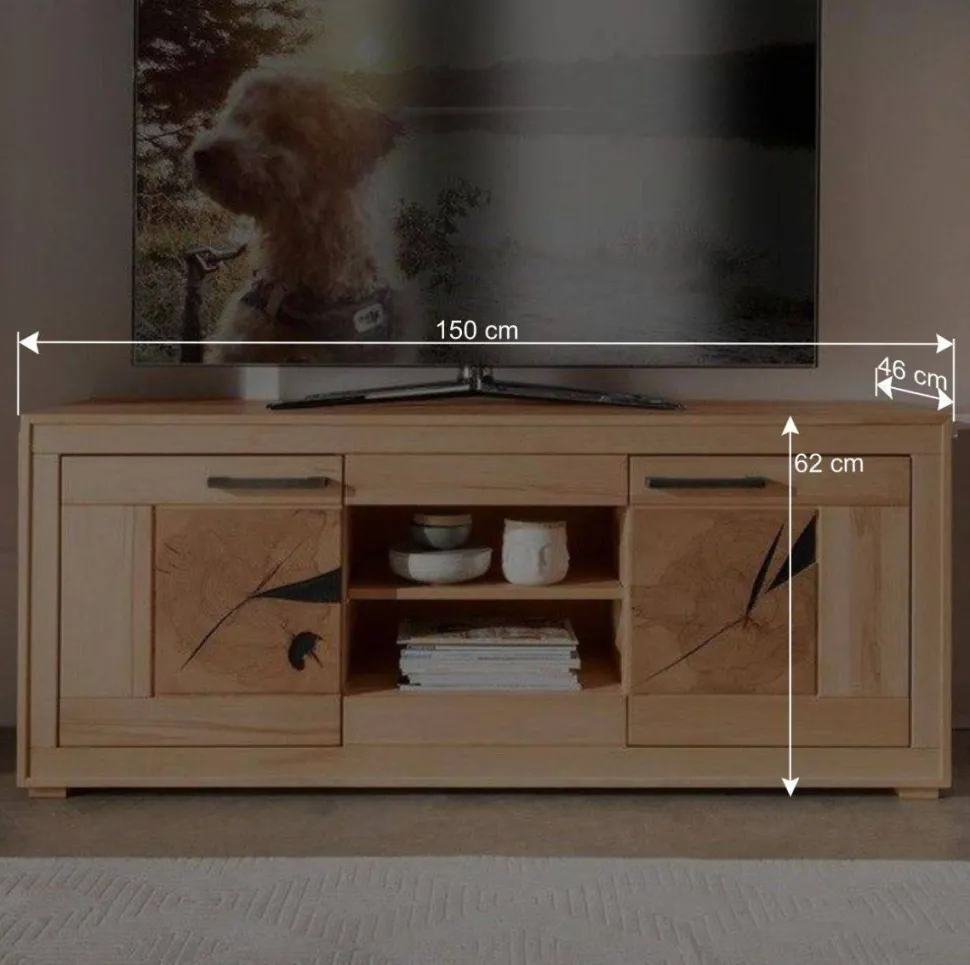 Wohnwand Möbelset aus Massivholz - Sarosca (vierteilig)