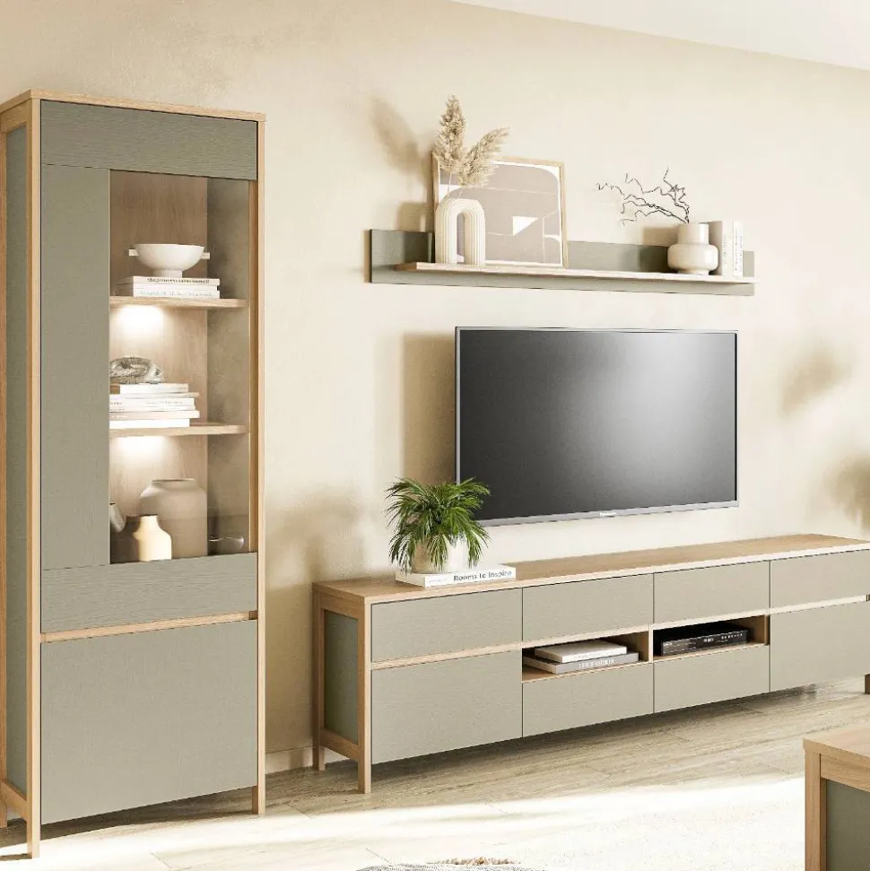 Wohnwand Möbelset in Eukalyptus - Promo (dreiteilig)