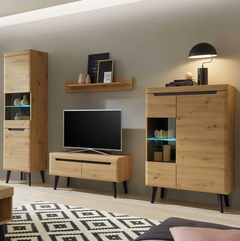 Wohnwand Möbelset Skandi Style - Olcian (vierteilig)