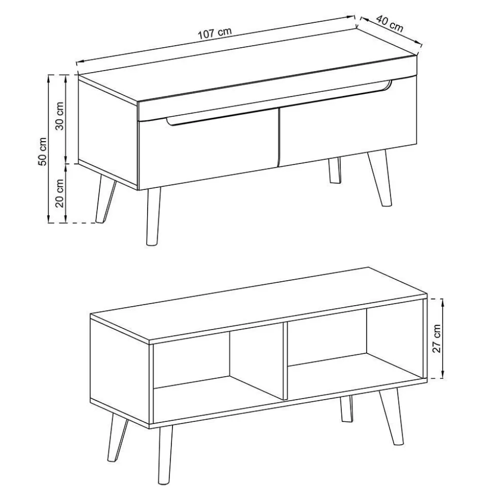 Wohnwand Möbelset Skandi Style - Olcian (vierteilig)