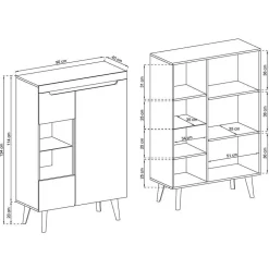 Wohnwand Möbelset Skandi Style - Olcian (vierteilig)