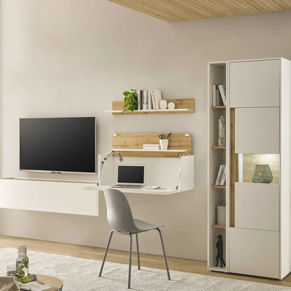 Wohnwand mit Arbeitsplatz modern - Nonessia (fünfteilig)