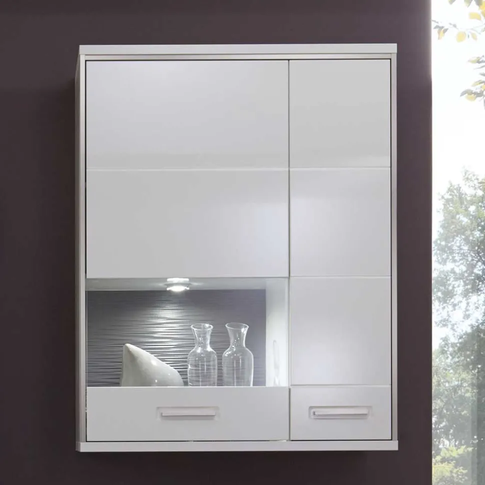 Wohnwand Tacroma in Weiß Hochglanz (fünfteilig)