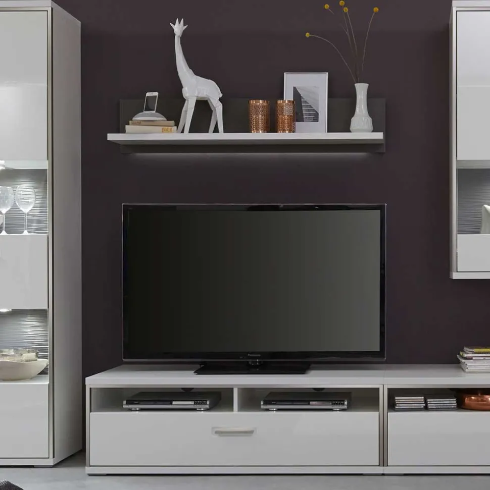 Wohnwand Tacroma in Weiß Hochglanz (fünfteilig)