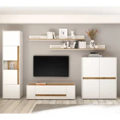 Wohnzimmer Anbauwand 340 cm breit - Nonessia (fünfteilig)