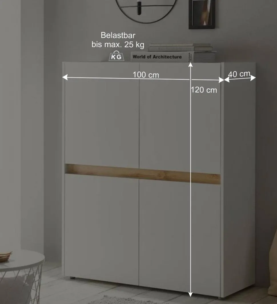 Wohnzimmer Anbauwand 340 cm breit - Nonessia (fünfteilig)