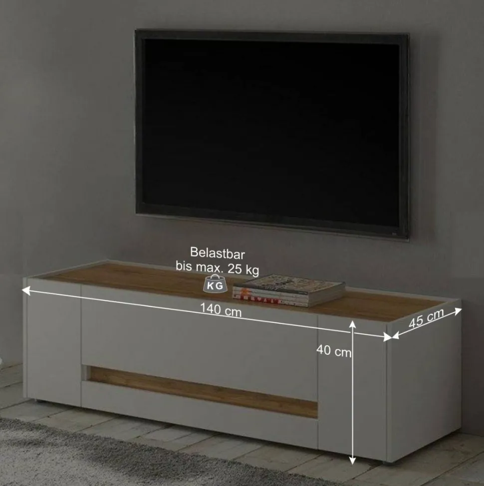 Wohnzimmer Anbauwand 340 cm breit - Nonessia (fünfteilig)