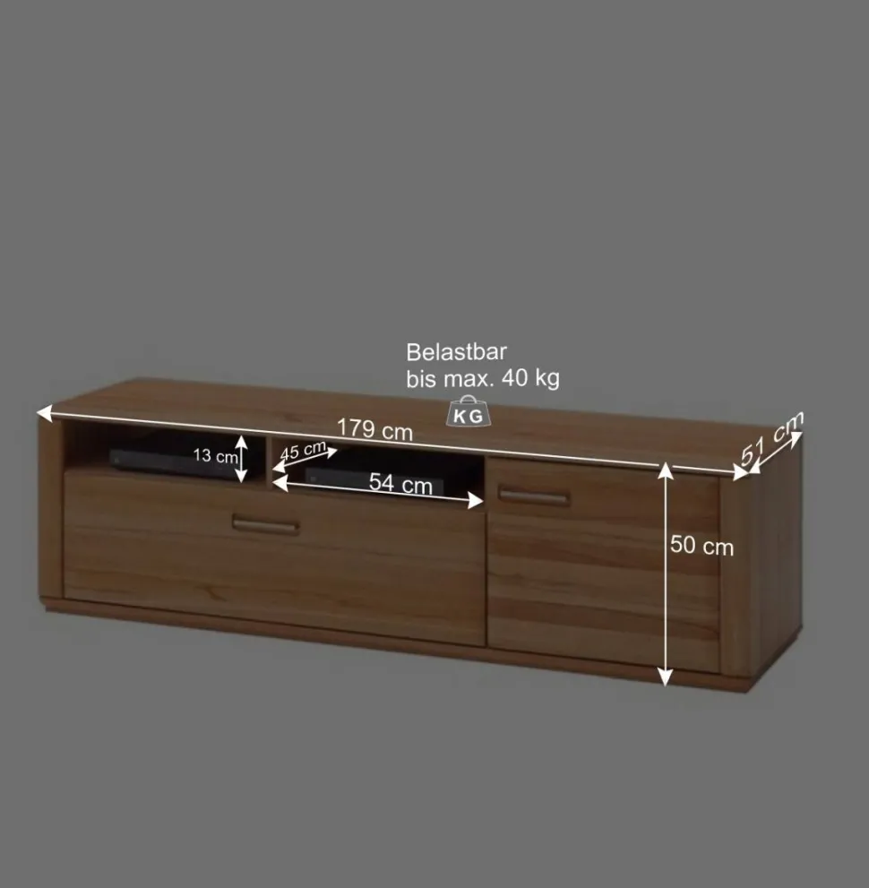 Wohnzimmer Anbauwand Athias aus Kernbuche (dreiteilig)