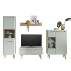 Wohnzimmer Anbauwand im Skandi Design - Armina (vierteilig)