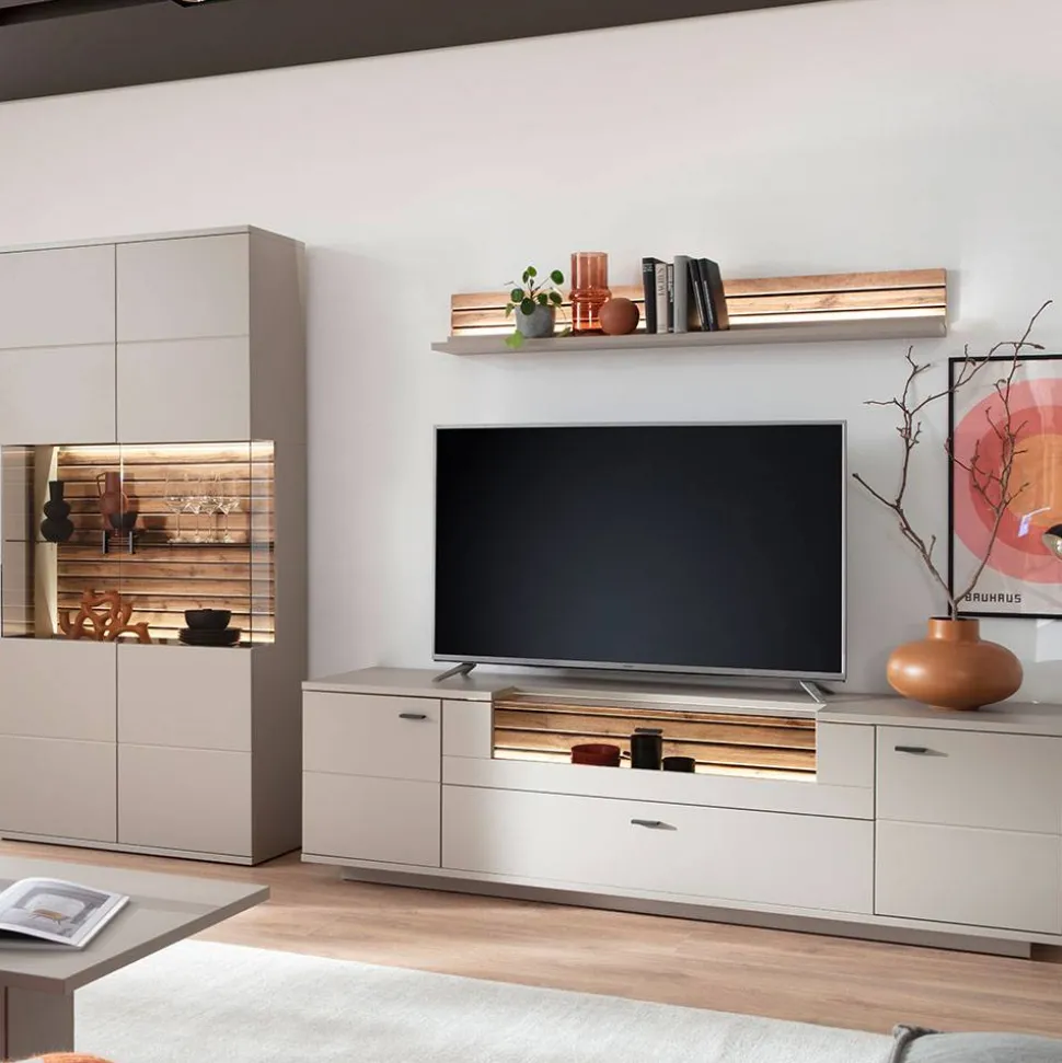 Wohnzimmer Anbauwand in Grau - Teorina (dreiteilig)