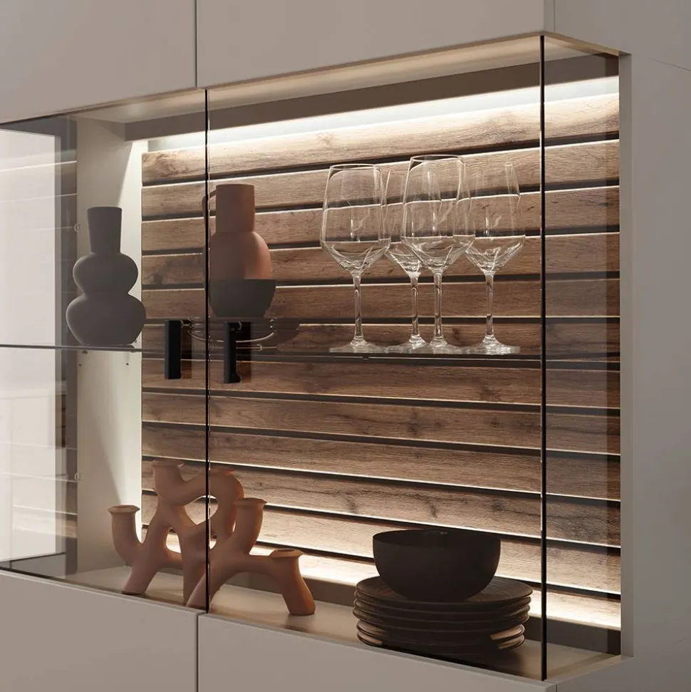 Wohnzimmer Anbauwand in Grau - Teorina (dreiteilig)