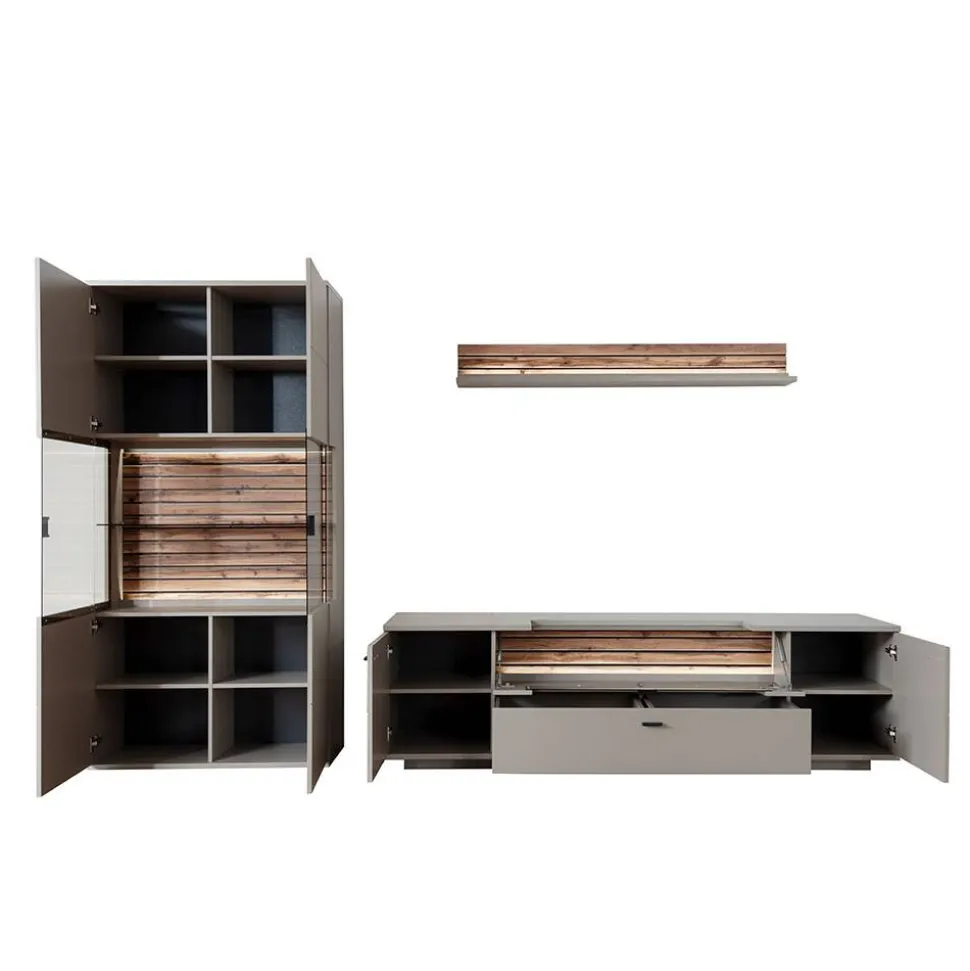Wohnzimmer Anbauwand in Grau - Teorina (dreiteilig)