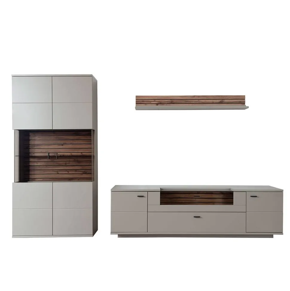 Wohnzimmer Anbauwand in Grau - Teorina (dreiteilig)