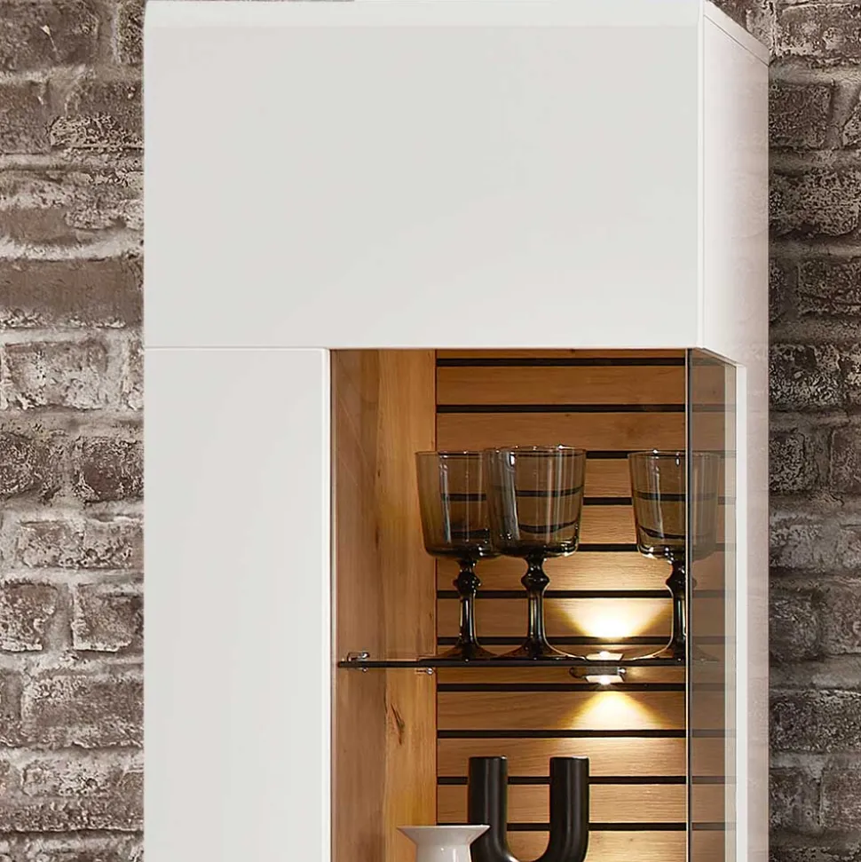 Wohnzimmer Anbauwand in Weiß mit Wildeiche - Niam (dreiteilig)