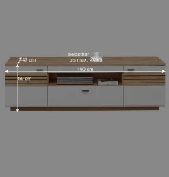 Wohnzimmer Anbauwand in Weiß mit Wildeiche - Niam (dreiteilig)