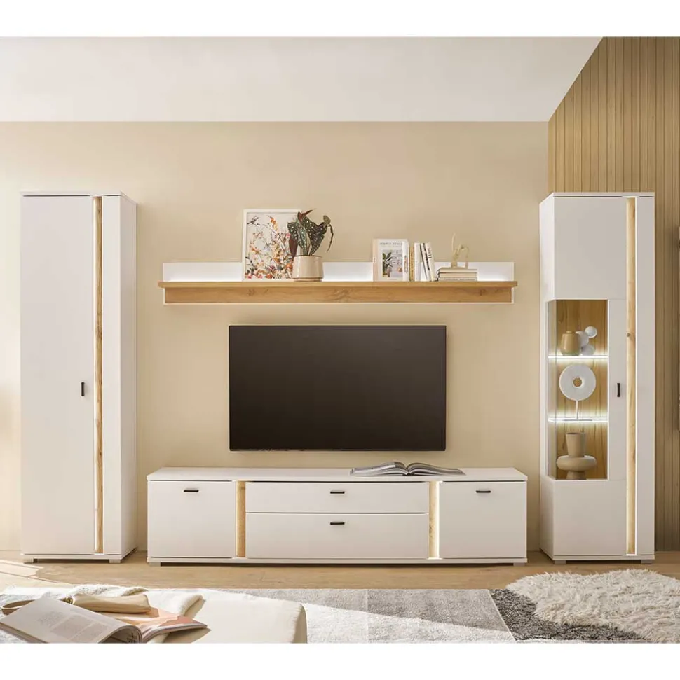 Wohnzimmer Anbauwand Möbelset - Racelyn (vierteilig)