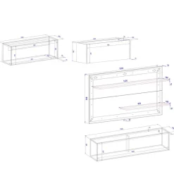 Wohnzimmer Anbauwand Set hängend - Nonessia (vierteilig)